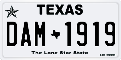TX license plate DAM1919