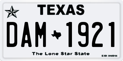 TX license plate DAM1921