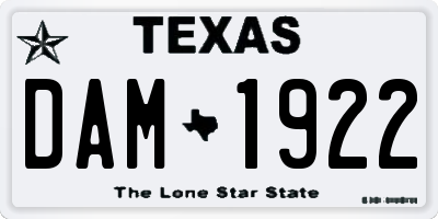 TX license plate DAM1922