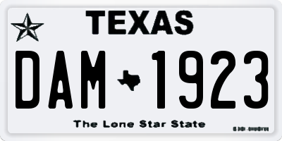TX license plate DAM1923