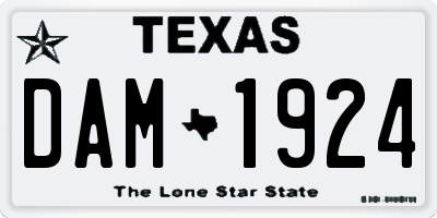 TX license plate DAM1924