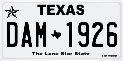 TX license plate DAM1926