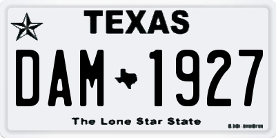 TX license plate DAM1927