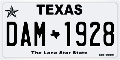 TX license plate DAM1928