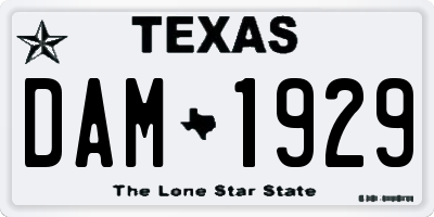 TX license plate DAM1929