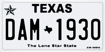 TX license plate DAM1930