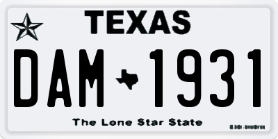 TX license plate DAM1931