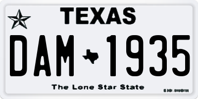 TX license plate DAM1935