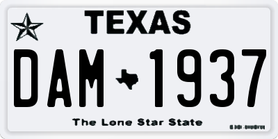 TX license plate DAM1937