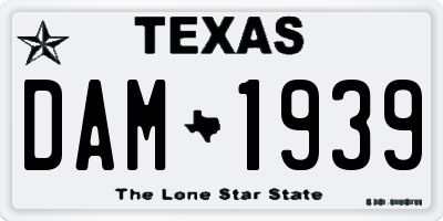 TX license plate DAM1939