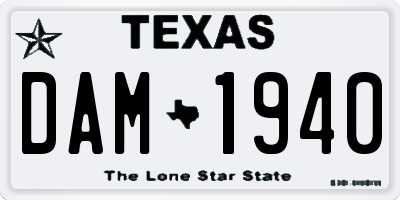 TX license plate DAM1940