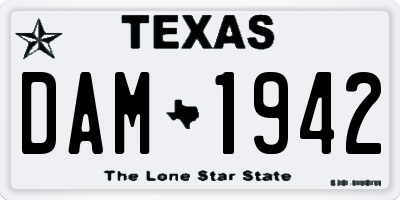TX license plate DAM1942