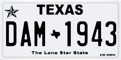 TX license plate DAM1943