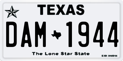 TX license plate DAM1944