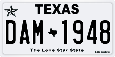 TX license plate DAM1948