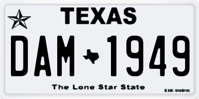 TX license plate DAM1949