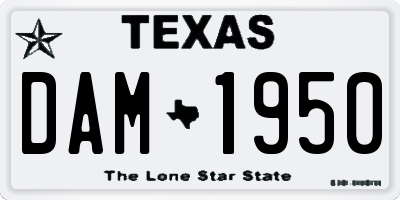 TX license plate DAM1950