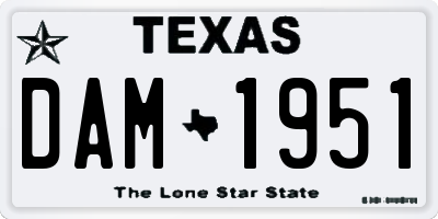 TX license plate DAM1951