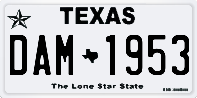 TX license plate DAM1953