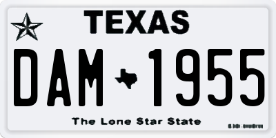 TX license plate DAM1955