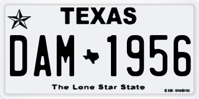 TX license plate DAM1956