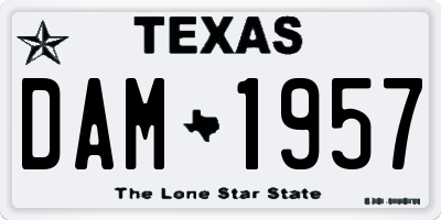 TX license plate DAM1957