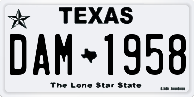 TX license plate DAM1958