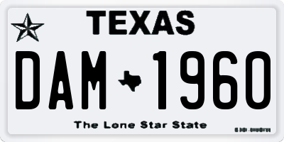 TX license plate DAM1960