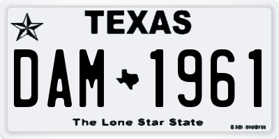 TX license plate DAM1961