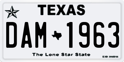 TX license plate DAM1963