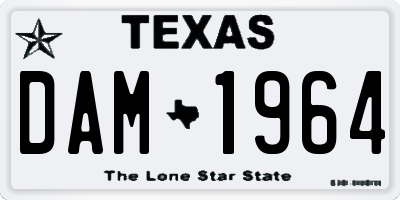 TX license plate DAM1964