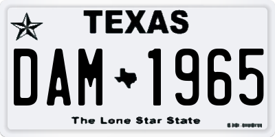 TX license plate DAM1965