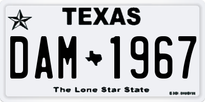 TX license plate DAM1967