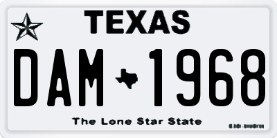 TX license plate DAM1968
