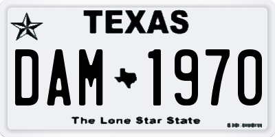 TX license plate DAM1970