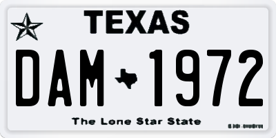 TX license plate DAM1972