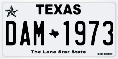 TX license plate DAM1973