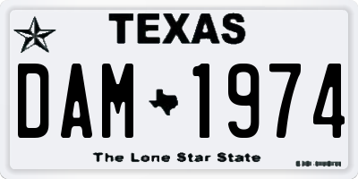 TX license plate DAM1974