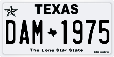 TX license plate DAM1975