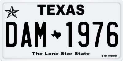 TX license plate DAM1976