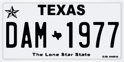 TX license plate DAM1977