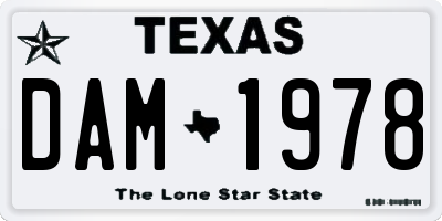 TX license plate DAM1978