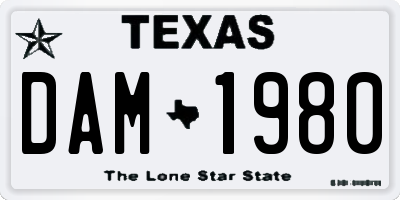 TX license plate DAM1980