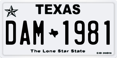TX license plate DAM1981