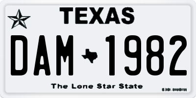 TX license plate DAM1982