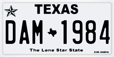 TX license plate DAM1984