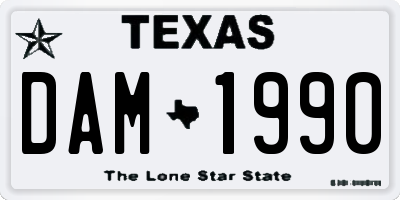 TX license plate DAM1990