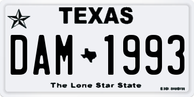 TX license plate DAM1993