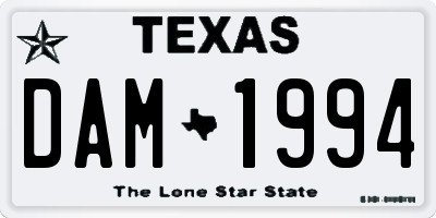 TX license plate DAM1994