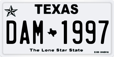 TX license plate DAM1997